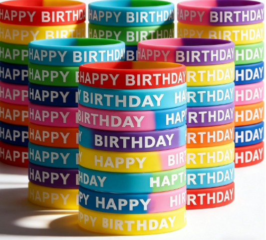 Happy Birthday Rubber Bracelet (1pc)