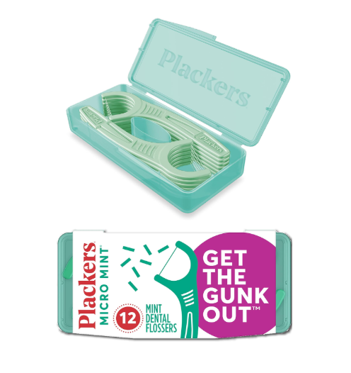 Plackers Micro Mint Dental Floss Picks – Travel Size (12 Count)