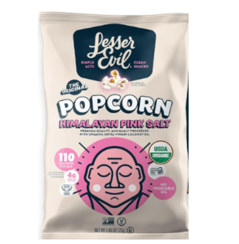 LesserEvil Himalayan Pink Salt Organic Popcorn,  0.88 oz Bags